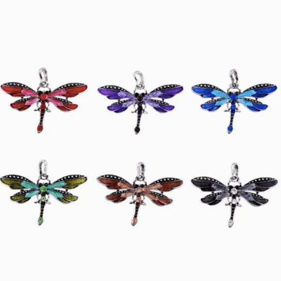 🔅🆕🔅 Boho Rhinestone Alloy Dragonfly Silk Ribbon Pendant Necklace✨ - Picture 5 of 12